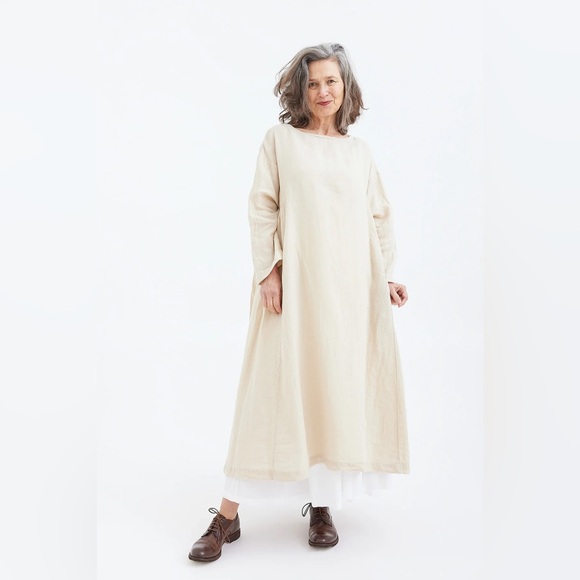 Metta Melbourne Olivia Dress in 100% Linen, Taupe, O/S - Picture 5 of 12